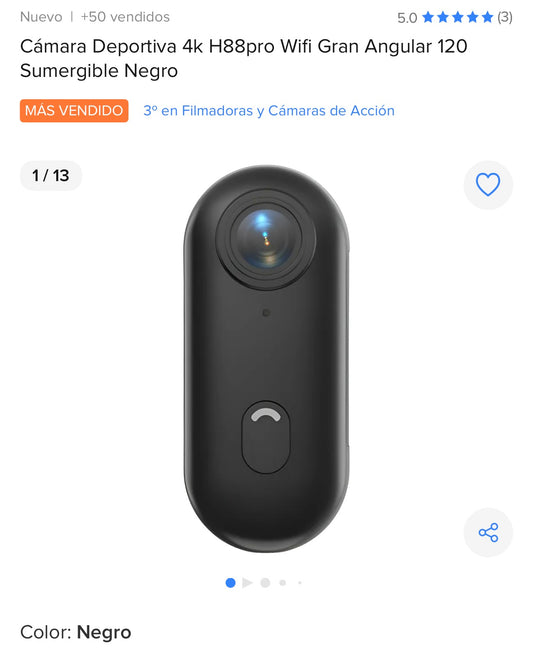 Cámara Deportiva 4K H88 PRO con Wi-Fi, Gran Angular 120°, Sumergible y Montaje Magnético