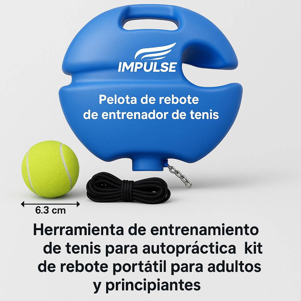 Pelota de rebote con cuerda para entrenamiento de tenis portátil, ideal para adultos y principiantes - Impulse Chile