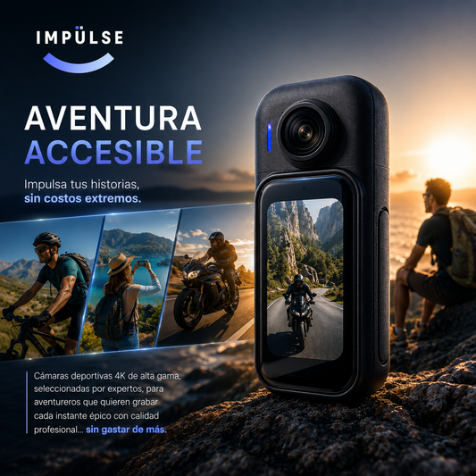 Cámara 4K Táctil Ultra Compacta | Lente Giratorio 180° | Batería larga duración.