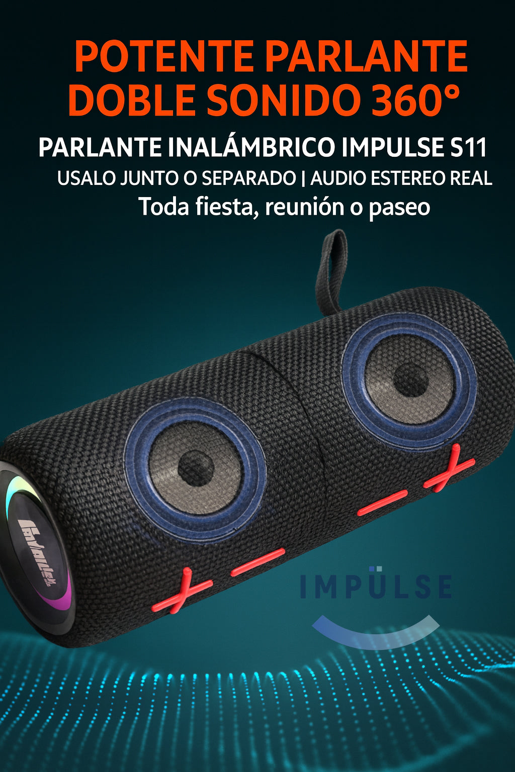 Parlante Portátil Bluetooth Magnético Potente Luces Estéreo
