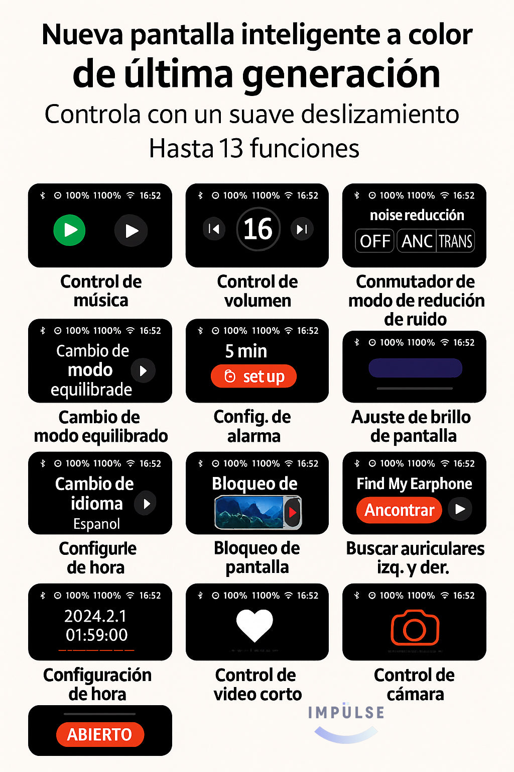 Audífonos Bluetooth A9pro Pantalla Táctil Cancelación Ruido
