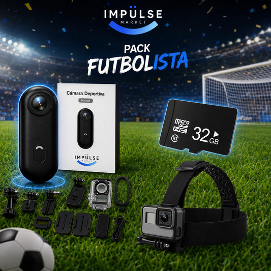 ⚽ Pack Futbolista | Cámara 4K H88 Pro + Micro SD 32GB + Correa para Cabeza