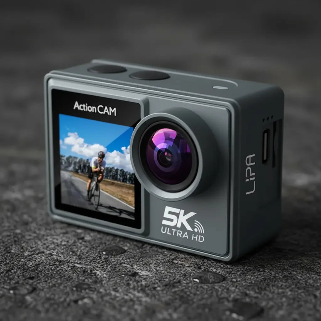 Cámara Acción Deportiva 5k Uhd 30fps 2 Pantallas Wifi 24mpx Gris