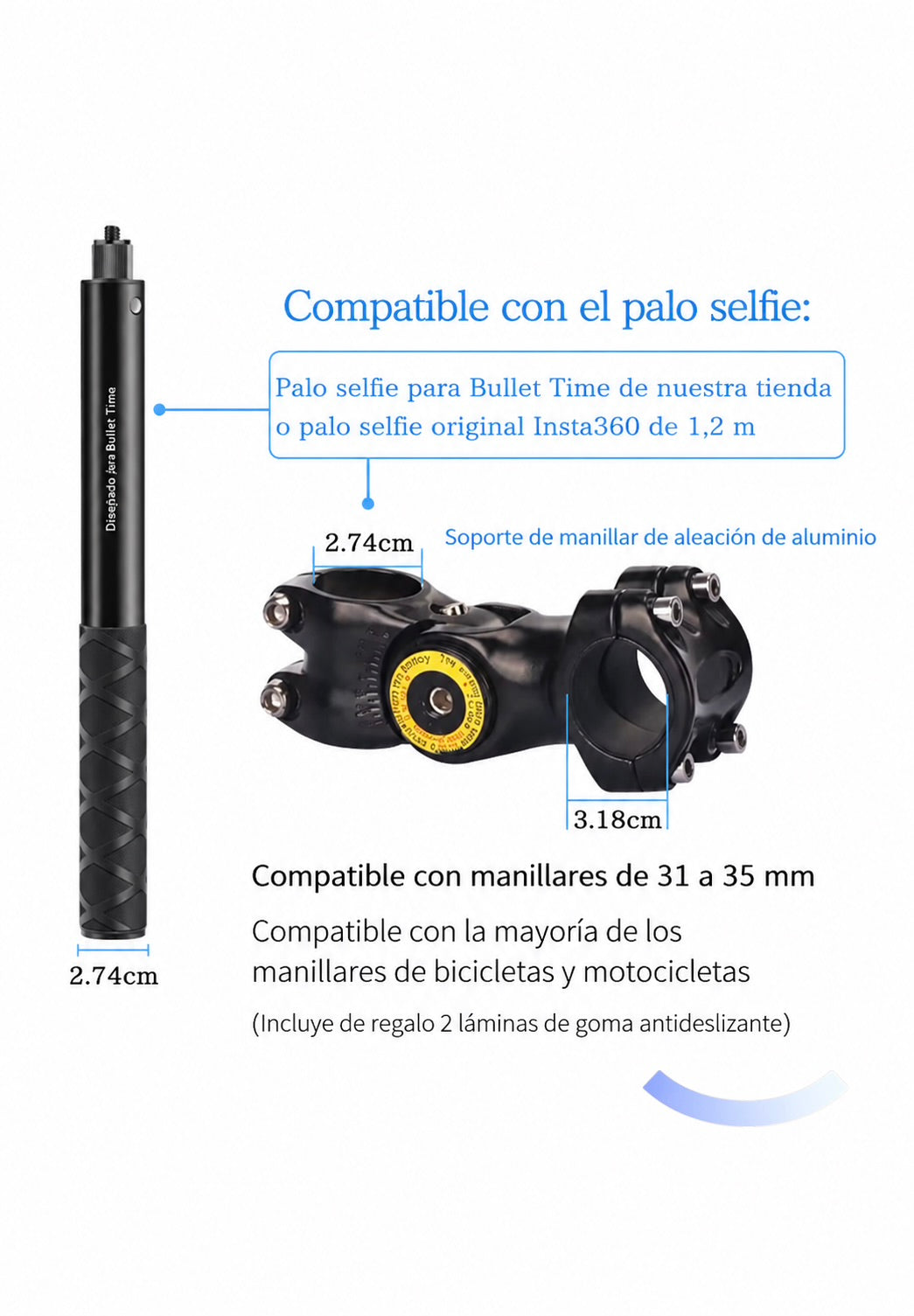 Palo invisible para GoPro, Insta360 y Cámaras Deportivas | Palo Selfie Invisible