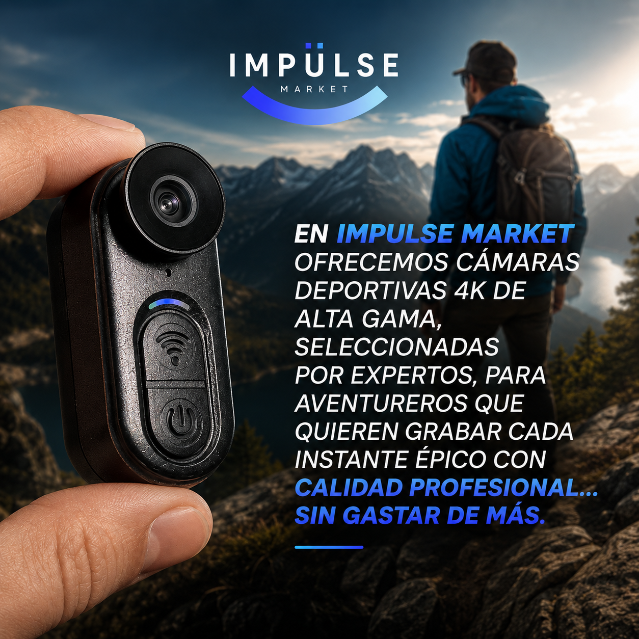 Cámara Mini 4K con Estabilizador EIS, WiFi | IPX6 Impermeable y 5,5 hrs de autonomía.