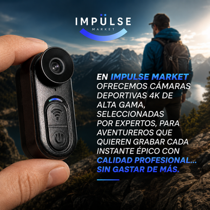 Cámara Mini 4K con Estabilizador EIS, WiFi | IPX6 Impermeable y 5,5 hrs de autonomía.