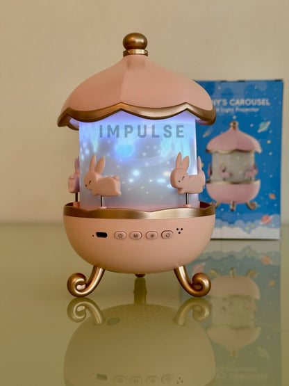 Proyector de Luz Nocturna Infantil LED Rotativo con Música y Diseño Carrusel