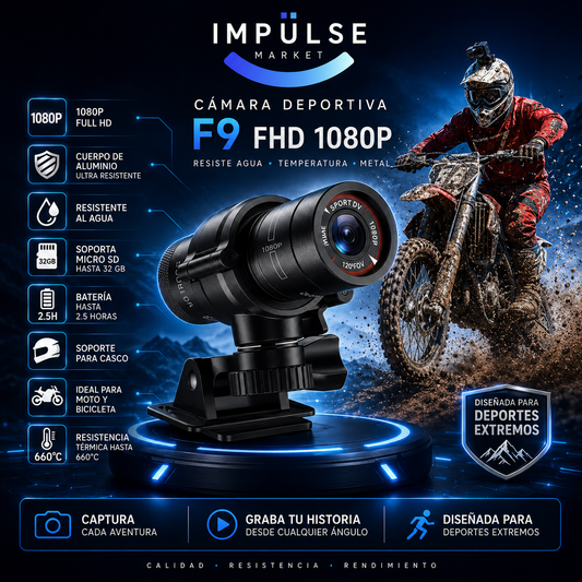 Mini Cámara Deportiva F9 Metálica HD | Compacta y Resistente