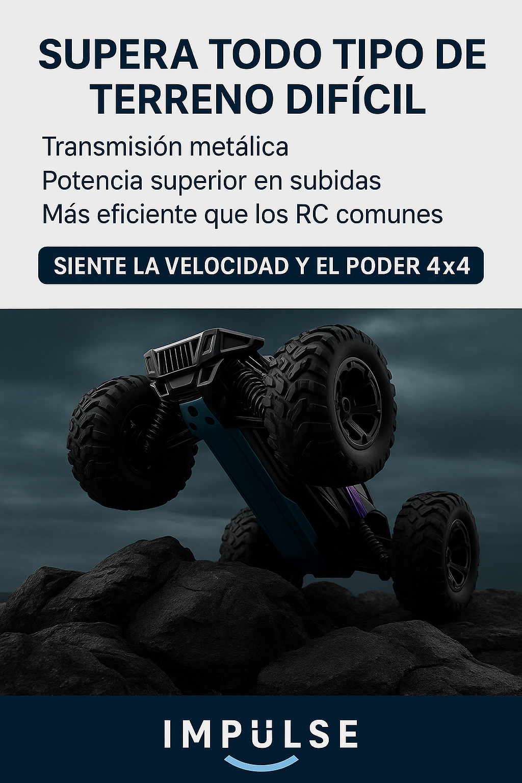 Auto RC Monster Truck 4x4 1/16 | Alta Velocidad 38 km/h | Juguete Todoterreno con Control Remoto y Batería Recargable