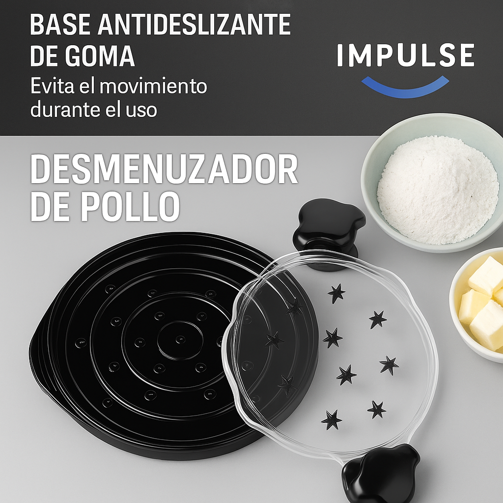 Desmenuzador de pollo con base antideslizante de goma Impulse para cocina segura y eficiente