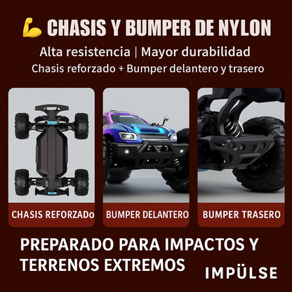 Auto RC Monster Truck 4x4 1/16 | Alta Velocidad 38 km/h | Juguete Todoterreno con Control Remoto y Batería Recargable