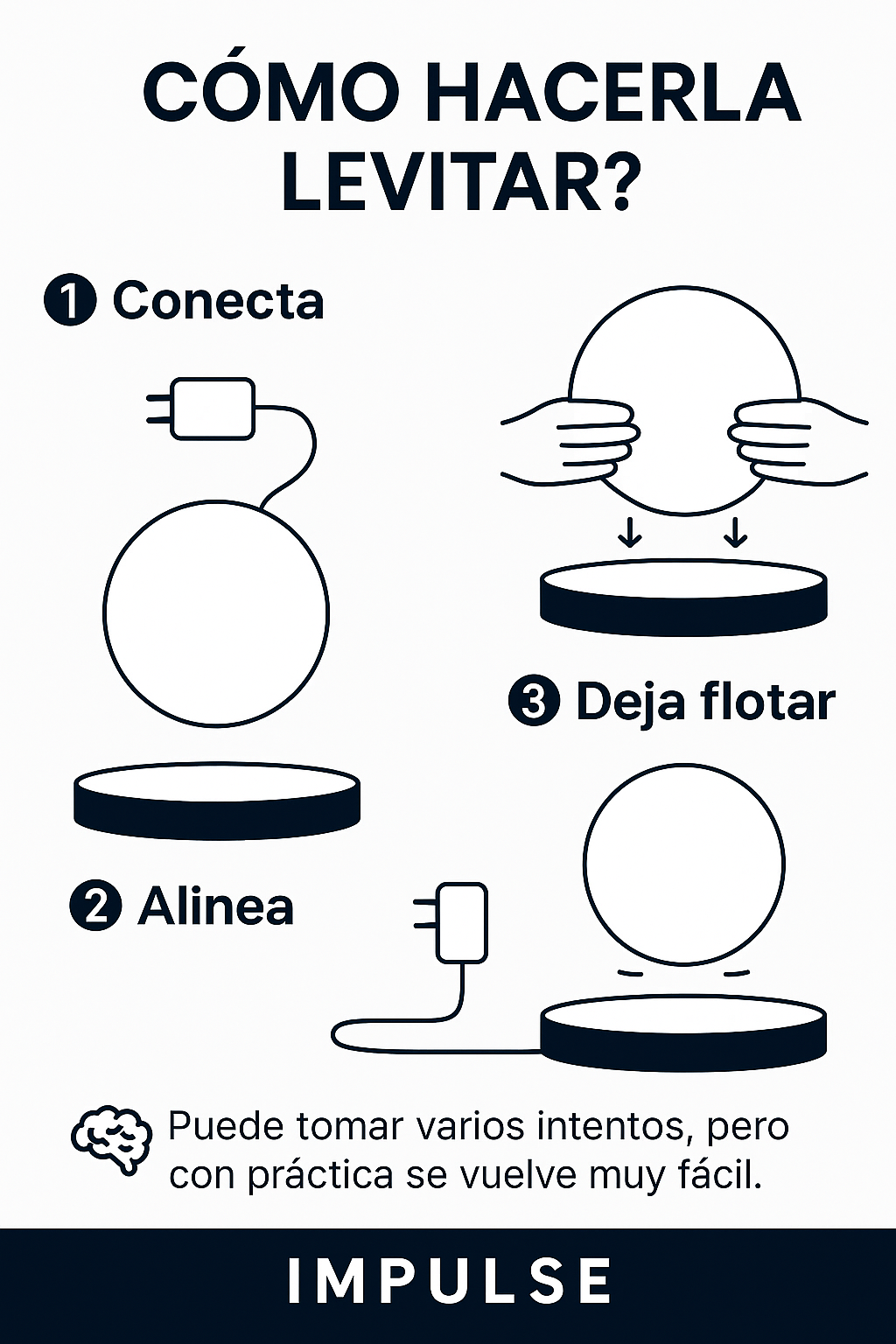 strucciones fáciles para hacer levitar la lámpara magnética con diseño de galaxia, decoración LED flotante.