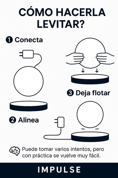 strucciones fáciles para hacer levitar la lámpara magnética con diseño de galaxia, decoración LED flotante.