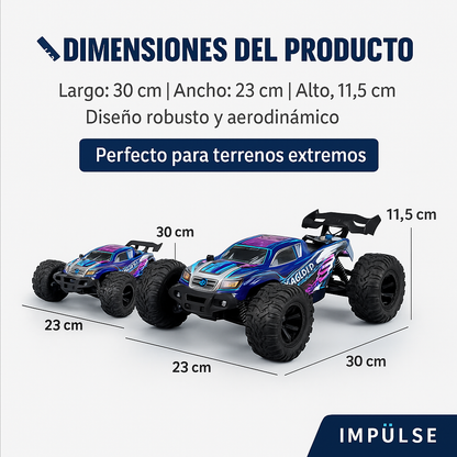 Auto RC Monster Truck 4x4 1/16 | Alta Velocidad 38 km/h | Juguete Todoterreno con Control Remoto y Batería Recargable