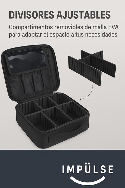 Organizador de cosméticos con compartimentos ajustables de malla EVA - Espacio personalizado - Impulse

