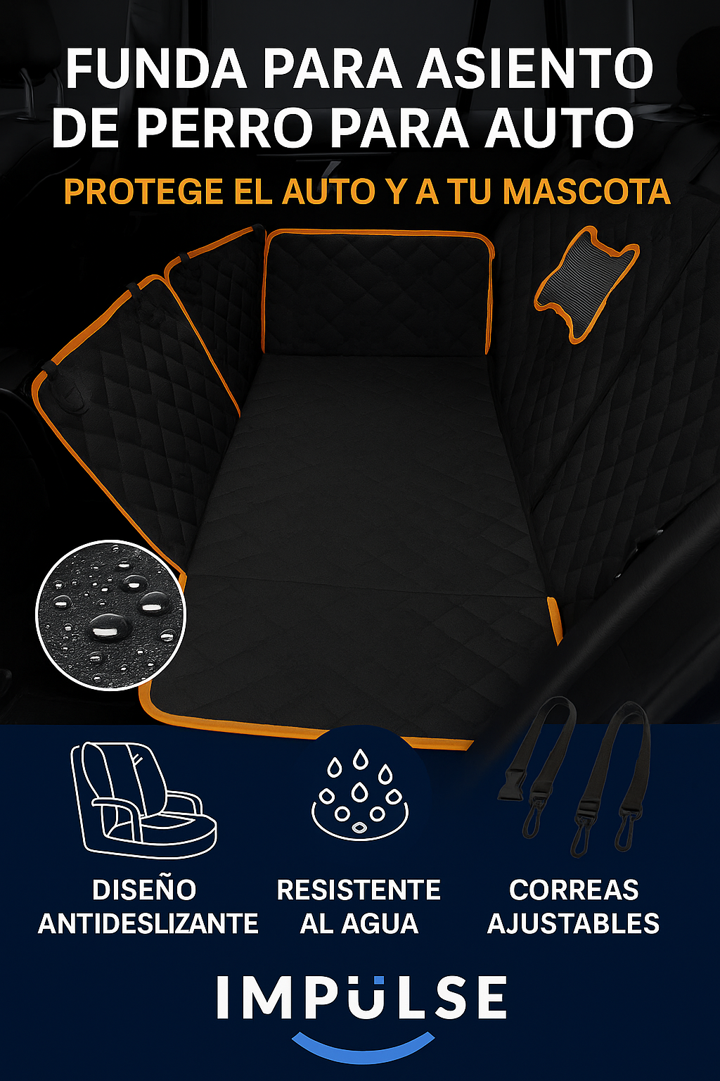Funda universal para asiento de perro con ventana de malla, compatible con todos los autos - marca Impulse