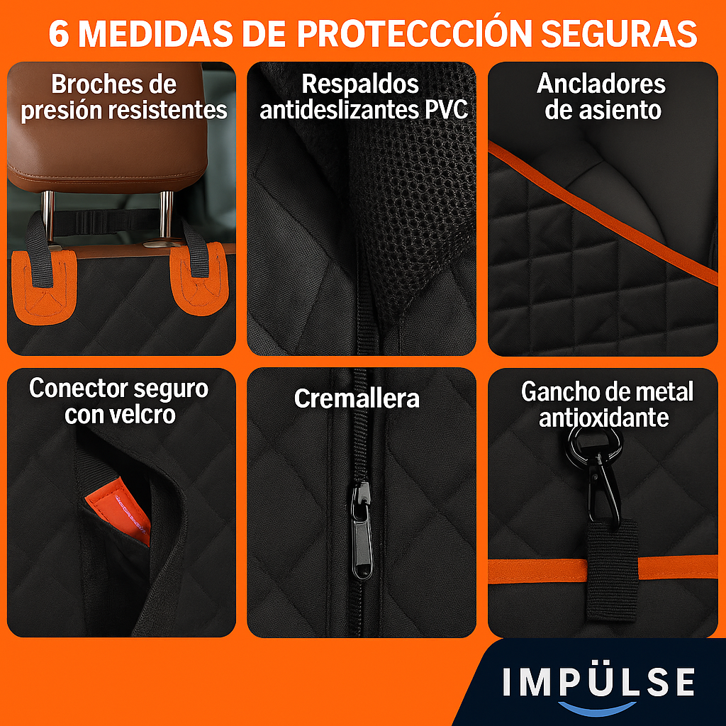 Capas de material Oxford 600D impermeable y antideslizante para funda de asiento de auto para perro