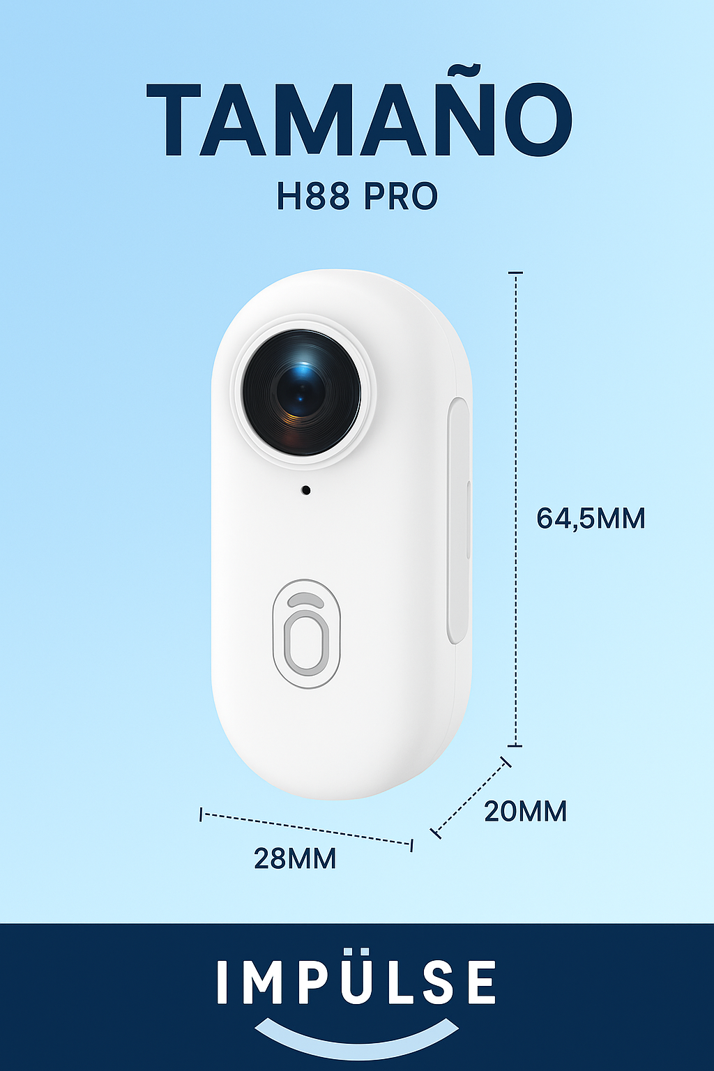 Cámara deportiva sumergible hasta 30 metros, perfecta para buceo, surf, senderismo, pesca y actividades al aire libre.