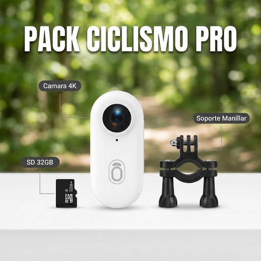 🚴 Pack Ciclismo Pro | Cámara 4K H88 Pro + Soporte Manillar 360° + Micro SD 32GB