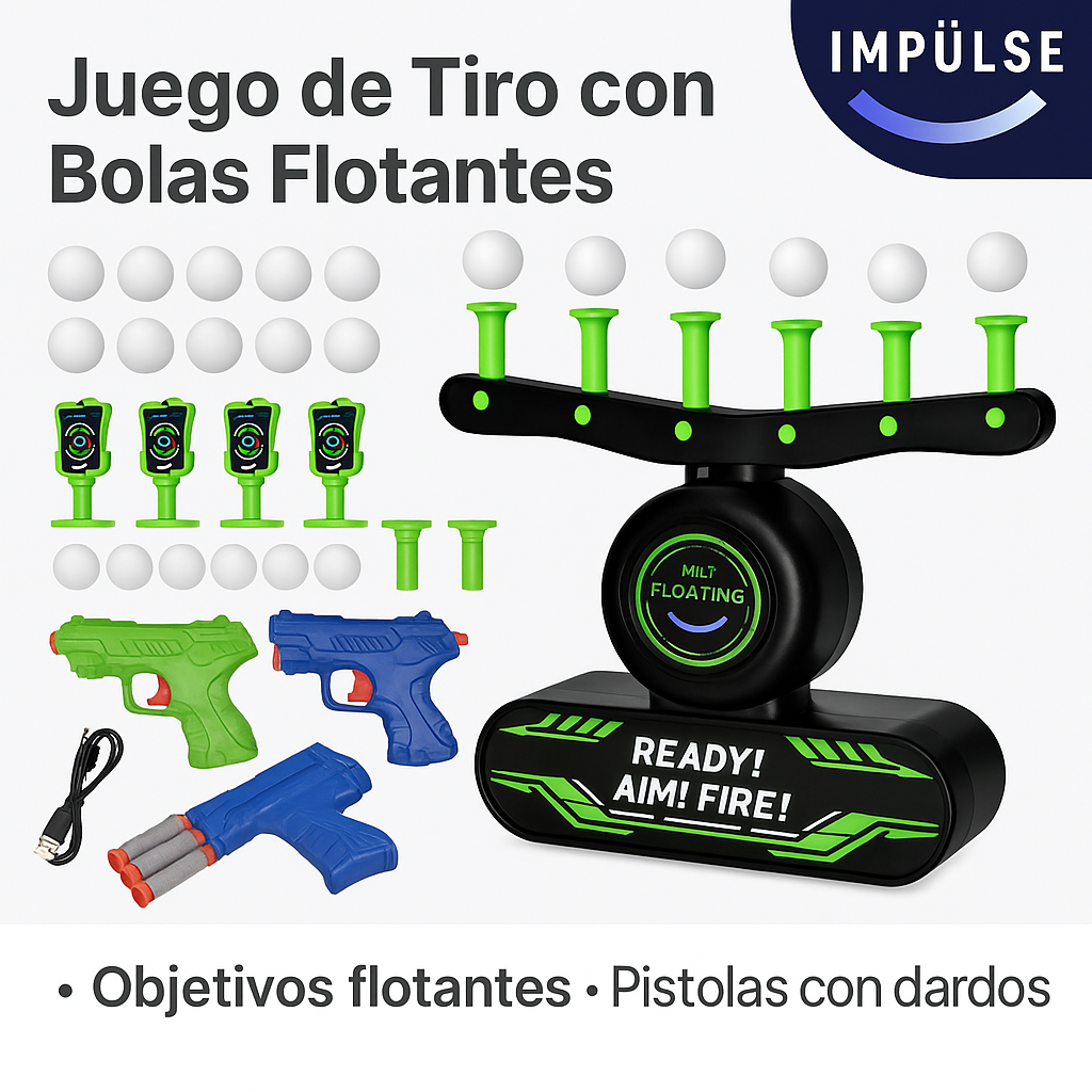 Base de juego de tiro con bolas flotantes Impulse Market, medidas 32x33 cm, ideal para práctica de puntería infantil