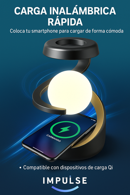 Carga inalámbrica rápida para celulares con lámpara decorativa – Impulse