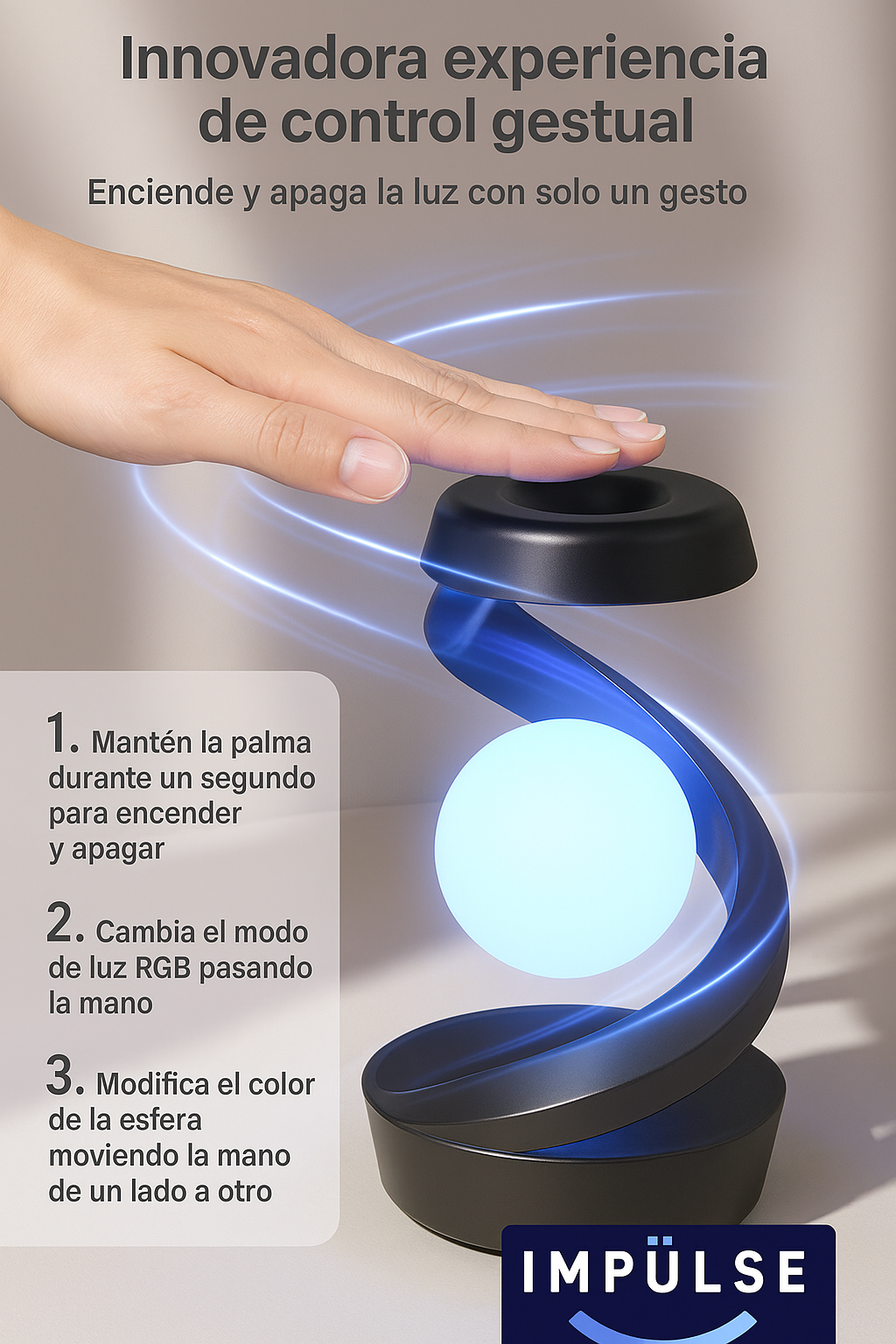 Control gestual para lámpara LED, encendido con gesto – Impulse