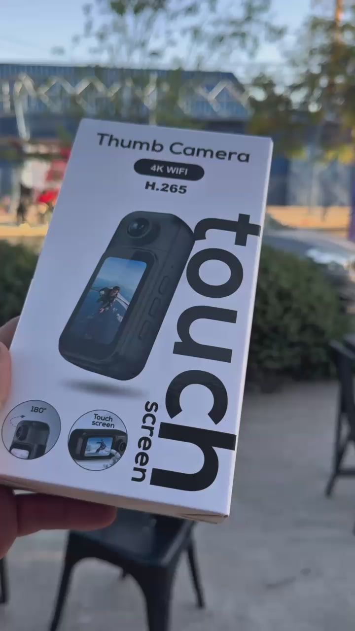 Cámara 4K Táctil Ultra Compacta | Lente Giratorio 180° | Batería larga duración.