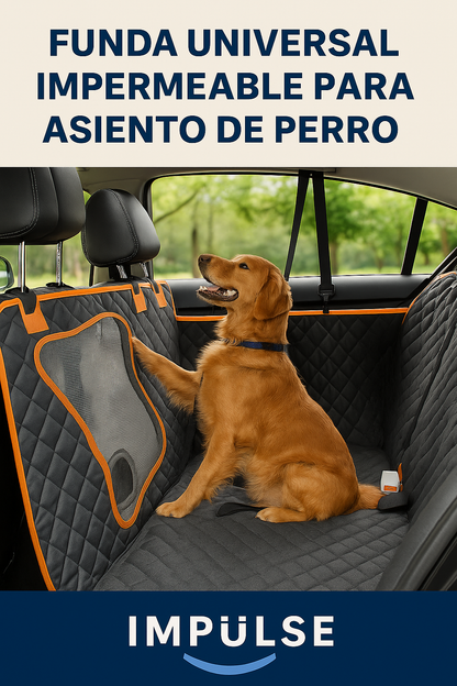 Funda impermeable para asiento de auto para perro con diseño antideslizante y correas ajustables marca Impulse