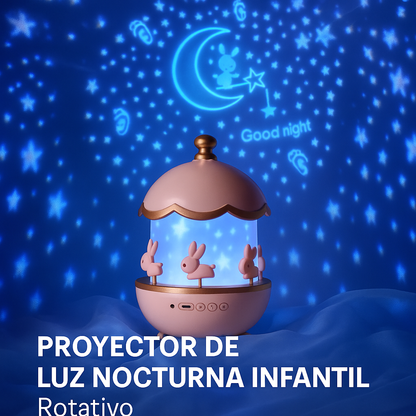 Proyector de Luz Nocturna Infantil LED Rotativo con Música y Diseño Carrusel