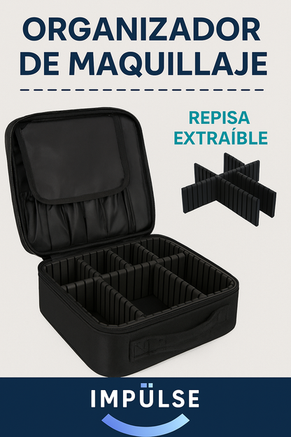 rganizador de maquillaje portátil con divisores extraíbles para cosméticos - Impulse