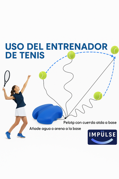 Base de entrenamiento para tenis con sistema anti-torsión para evitar enredos, ideal para práctica individual - Impulse